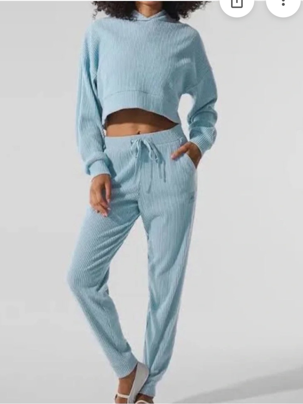 ALO Yoga Celestial Blue Ribbed Sweat Set